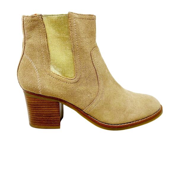 NEW Sperry Top-Sider Marlow Suede Heeled Ankle Boots Tan/Gold Shimmer size 8 M - Picture 5 of 16